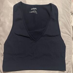 Garage Deep Blue V-Neck Crop Top